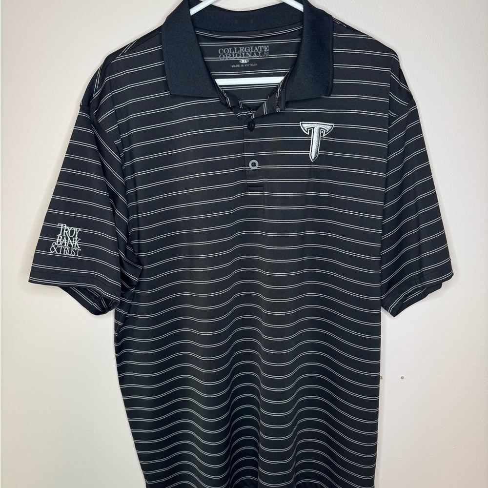 Troy University Black Striped Men's Golf Polo Shirt